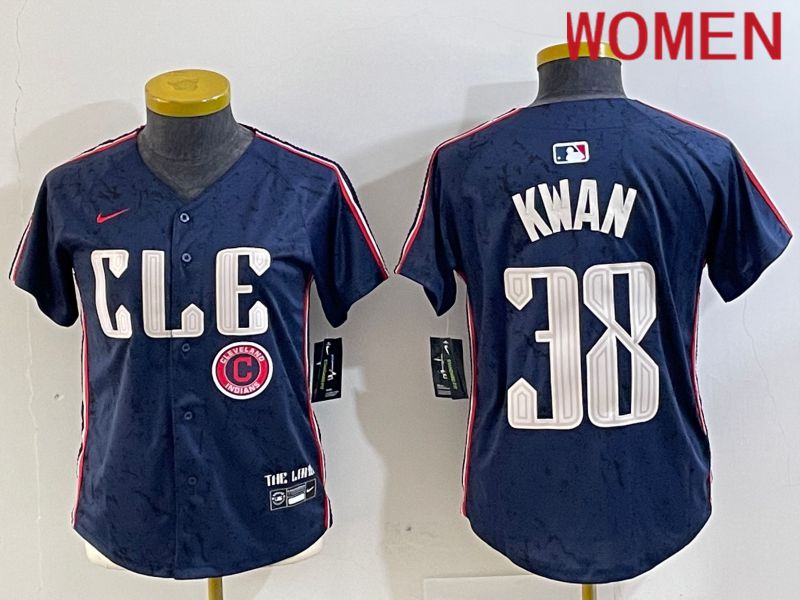 Women Cleveland Indians #38 Kwan Blue City Edition Nike 2024 MLB Jersey style 3->cleveland indians->MLB Jersey
